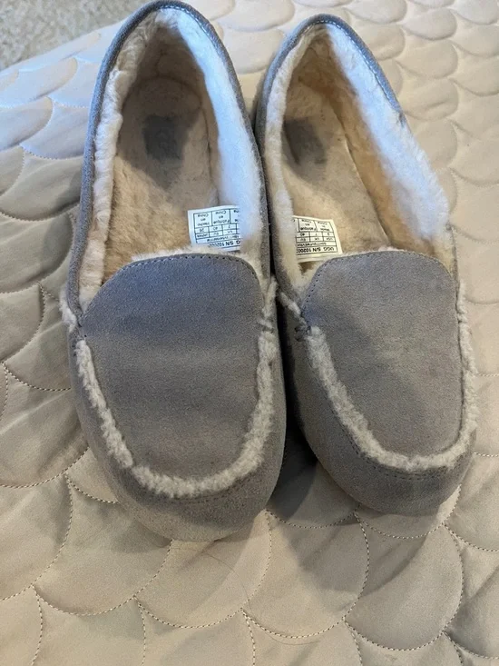 UGG Gray Suede Shearling-Lined Slippers - Picture 4 of 4